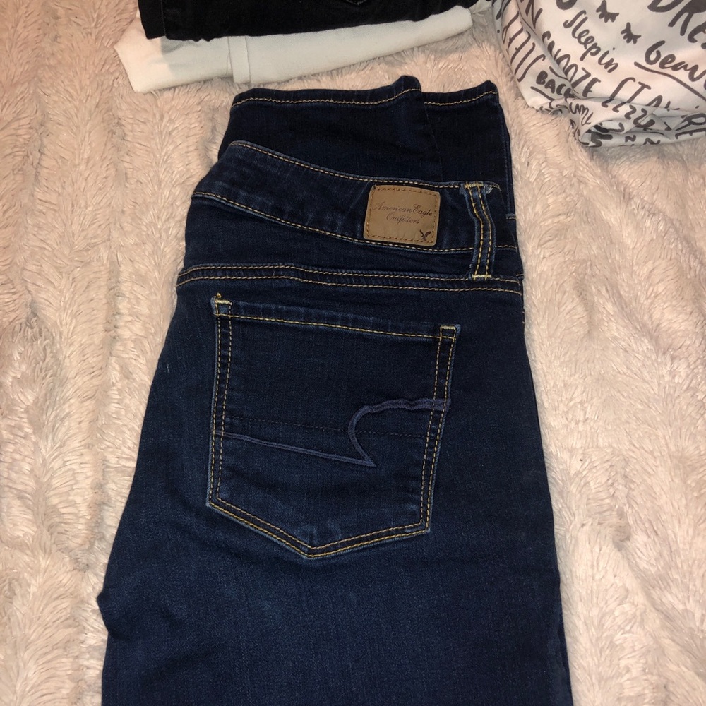Dark wash blue jeans from AEO
